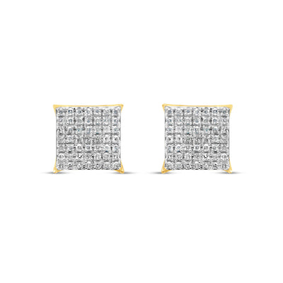 10k Gold Diamond Square Earrings 9mm .33CTW