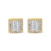 10k Gold Diamond Square Earrings 8mm .41CTW
