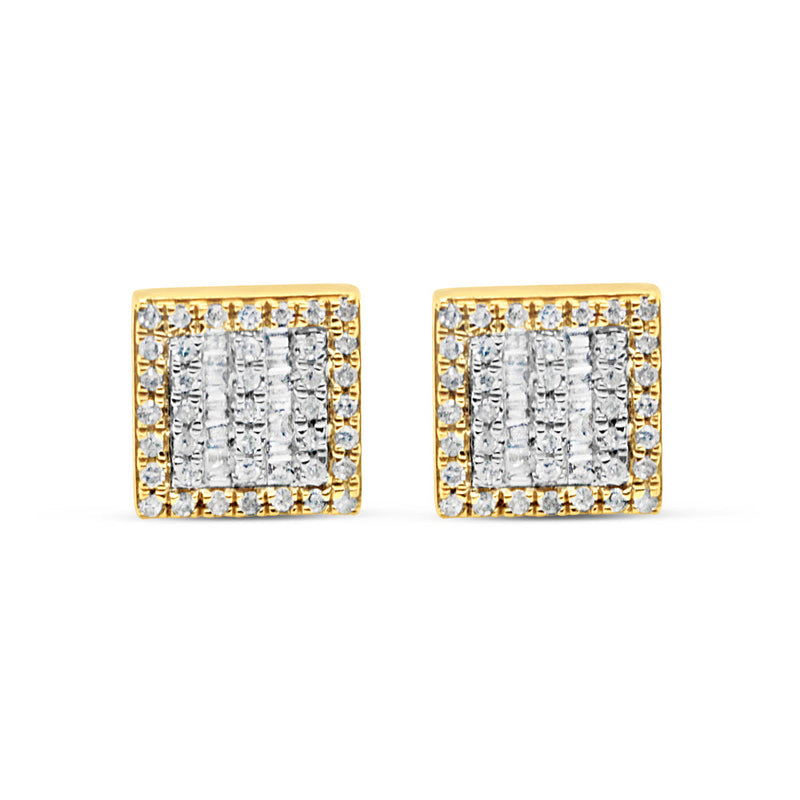 10k Gold Diamond Square Earrings 8mm .41CTW