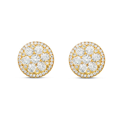 14k Gold Diamond 3-D Round Earrings 11mm 1.55CTW