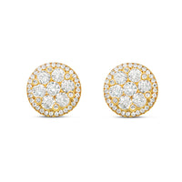 14k Gold Diamond 3-D Round Earrings 11mm 1.55CTW