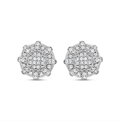 10k Gold Diamond Round Earrings 9.5mm .15CTW