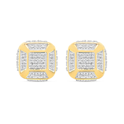 10k Gold Diamond 3-D Square Earrings 5mm .25CTW