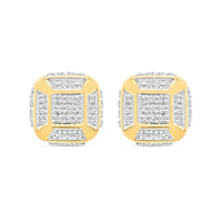 10k Gold Diamond 3-D Square Earrings 5mm .25CTW