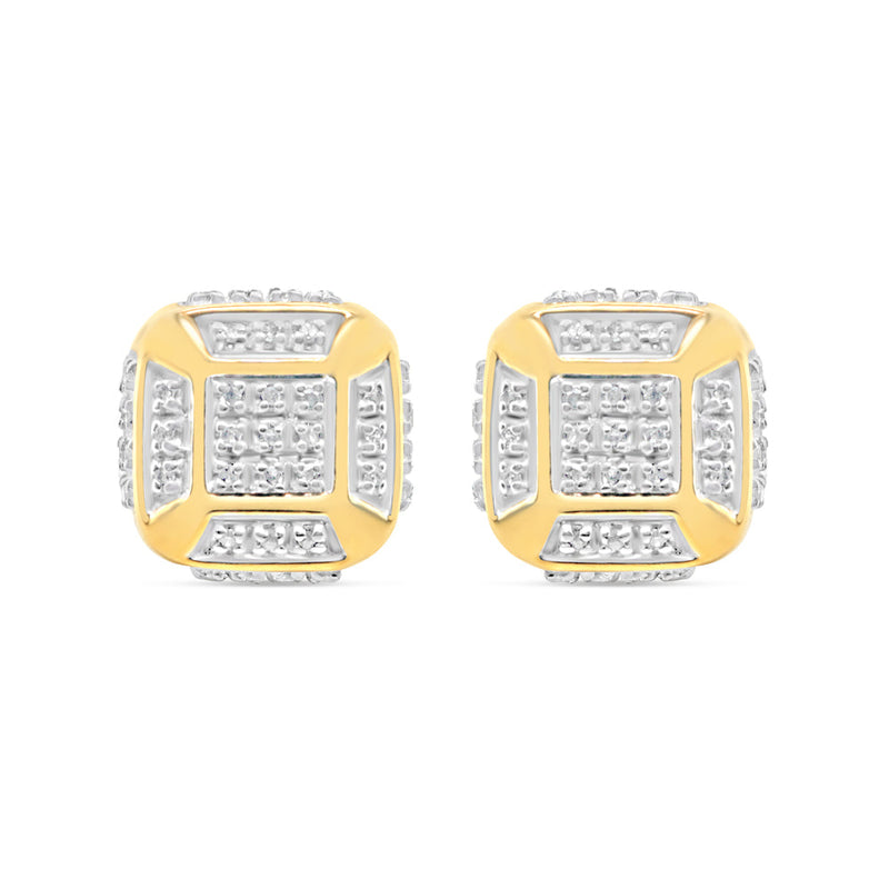 10k Gold Diamond 3-D Square Earrings 5mm .25CTW