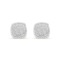 10k Gold Diamond Square Earrings 12mm .75CTW