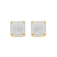 10k Gold Diamond Square Earrings 10mm .58CTW