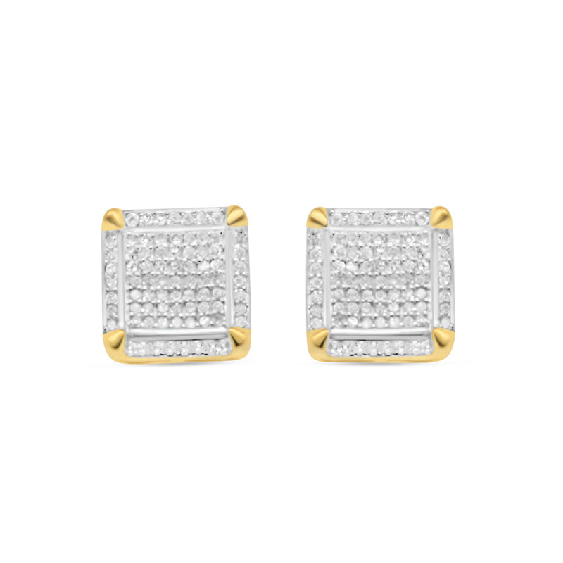 10k Gold Diamond Square Earrings 10mm .58CTW