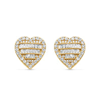 14k Gold Diamond Heart Earrings 15mm 1.28CTW