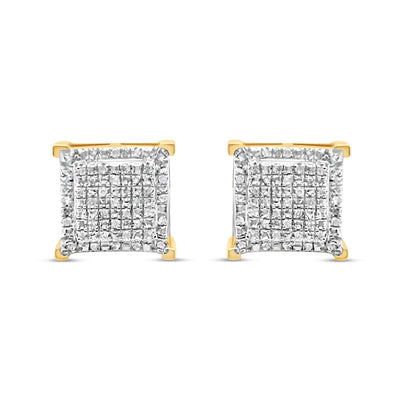 10k Gold Diamond Square Earrings 9mm .23CTW