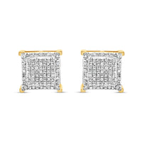 10k Gold Diamond Square Earrings 9mm .23CTW