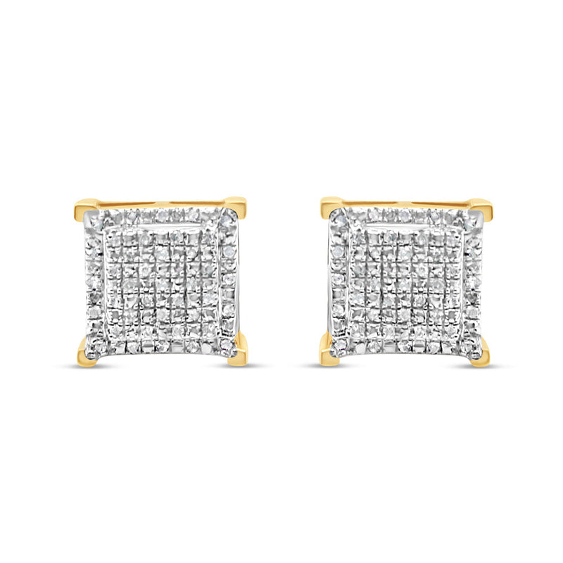 10k Gold Diamond Square Earrings 9mm .23CTW