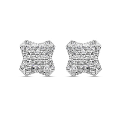 10k Gold Diamond Square Earrings 9mm .21CTW