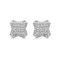 10k Gold Diamond Square Earrings 9mm .21CTW