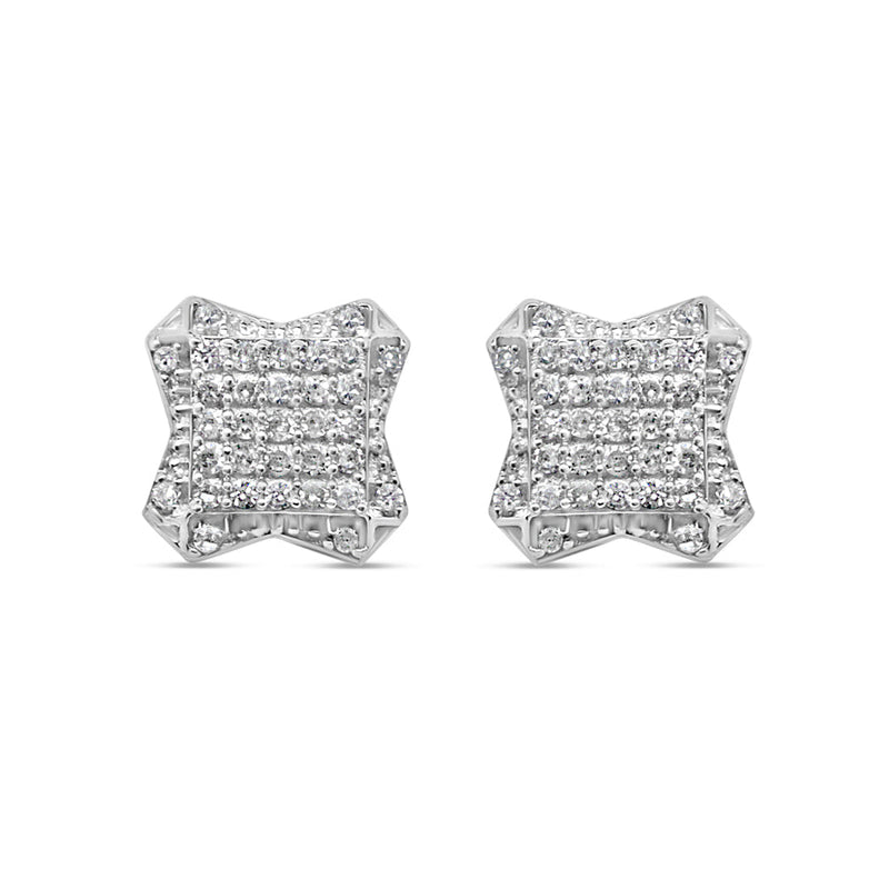 10k Gold Diamond Square Earrings 9mm .21CTW