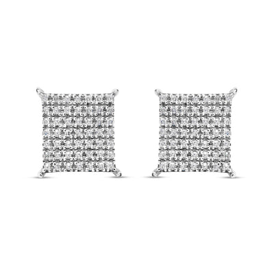 10k Gold Diamond Square Earrings 11mm .31CTW