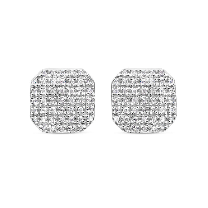 10k Gold Diamond Square Earrings 11mm .28CTW
