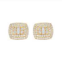 14k Gold Baguette  Diamond Square Earrings 10mm .85CTW