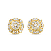 10k Gold Diamond Round Earrings 12mm .90CTW