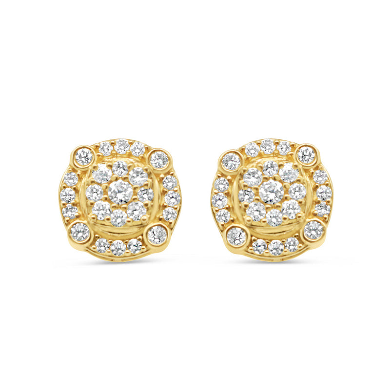 10k Gold Diamond Round Earrings 12mm .90CTW