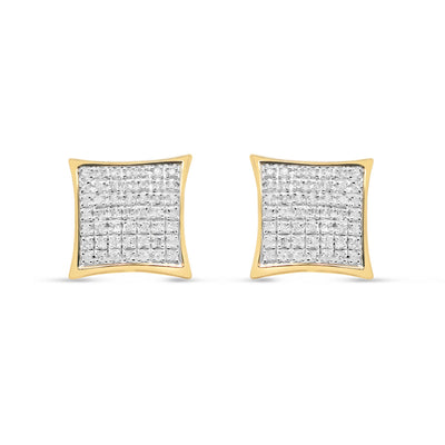 10k Gold Diamond Round Earrings 11mm .18CTW