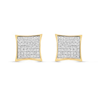 10k Gold Diamond Round Earrings 11mm .18CTW