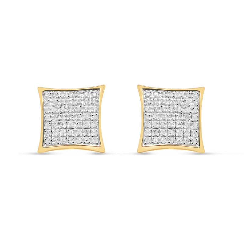 10k Gold Diamond Round Earrings 11mm .18CTW