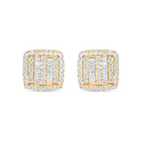 14k Gold Baguette Diamond Square Earrings 8mm .47CTW