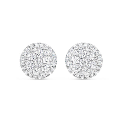 14k Gold Diamond Flower Earrings 9mm .75CTW