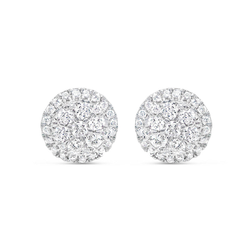 14k Gold Diamond Flower Earrings 9mm .75CTW