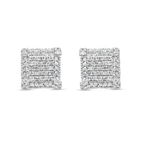 10k Gold 3-D Diamond Square Earrings 8mm .95CTW