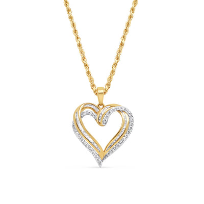 Heart Pendant with Necklace | 10K Yellow Gold | 21.33MM| 0.84CT