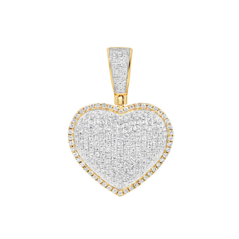 Golden Diamond Rim Heart Pendant with Necklace | 14K Yellow Gold | 19.21MM| 0.79CT