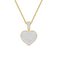 Golden Diamond Rim Heart Pendant with Necklace | 14K Yellow Gold | 19.21MM| 0.79CT