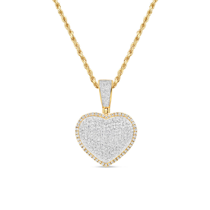 Golden Diamond Rim Heart Pendant with Necklace | 14K Yellow Gold | 19.21MM| 0.79CT