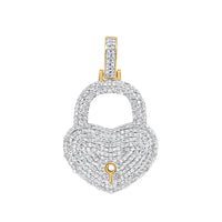 Lock Heart Pendant with Necklace | 10K Yellow Gold | 20.06MM| 0.33CT