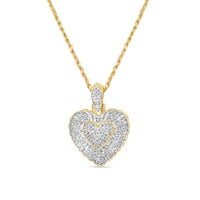 Double Heart Pendant with Necklace | 10K Yellow Gold | 21.64MM| 1.25CT