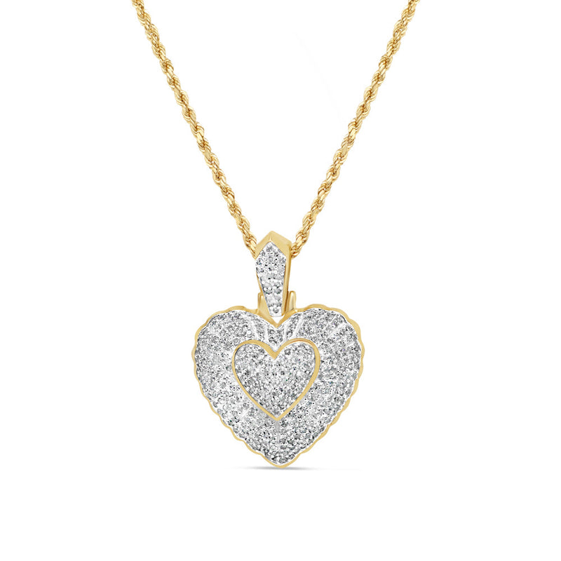 Double Heart Pendant with Necklace | 10K Yellow Gold | 21.64MM| 1.25CT