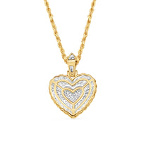 Double Heart Pendant with Necklace | 10K Yellow Gold | 21.64MM| 1.25CT