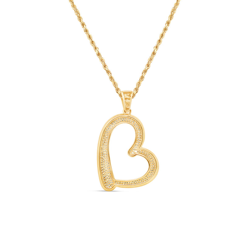 Gold Heart Pendant with Necklace | 14K Yellow Gold | 28.23MM| 0.67CT