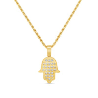 Hamsa Pendant with Chain/Necklace | 14K Yellow Gold | 1.67CTW