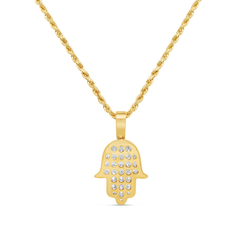Hamsa Pendant with Chain/Necklace | 14K Yellow Gold | 1.67CTW