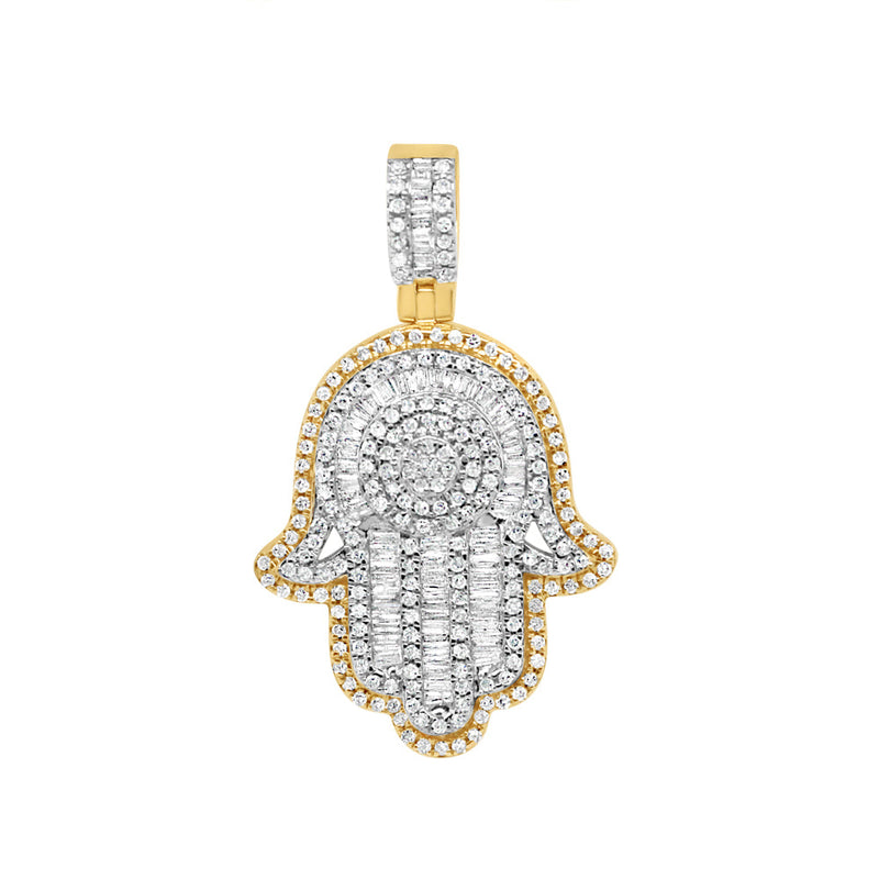 Hamsa Pendant with Chain/Necklace | 14K Yellow Gold | 1.67CTW