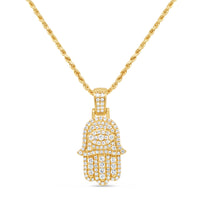 Hamsa Pendant with Chain/Necklace | 14K Yellow Gold |2.00CT