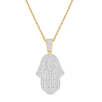 Hamsa Pendant with Chain/Necklace | 10K Yellow Gold 1.44CT