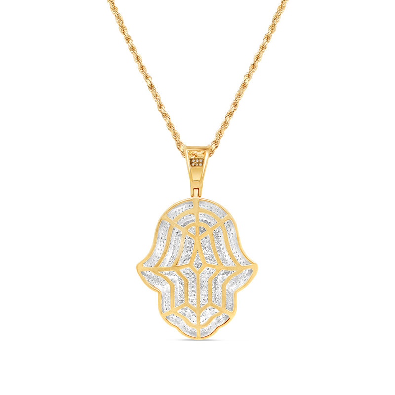 Hamsa Pendant with Chain/Necklace | 10K Yellow Gold | 0.92CT