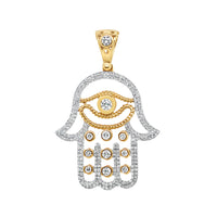 Light Weight Hamsa Pendant with Chain/Necklace | 14K Yellow Gold | 27.44MM| 1.67CT