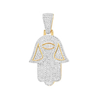 Hamsa Pendant with Chain/Necklace | 10K Yellow Gold | 19.30MM| .35CT