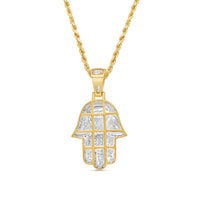 Hamsa Pendant with Chain/Necklace | 10K Yellow Gold | 19.30MM| .35CT
