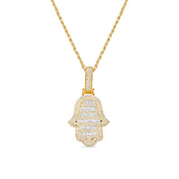 Hamsa Pendant with Necklace | 14K Yellow Gold | 19.26MM| 1.50CT
